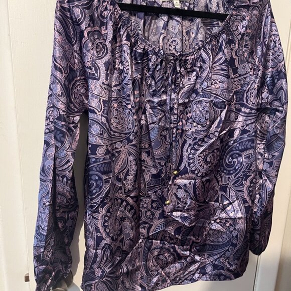 QUINTRSSENTIAL PAISLEY PRINT LONG SLEEVE BLOUSE SZ M - Picture 4 of 6
